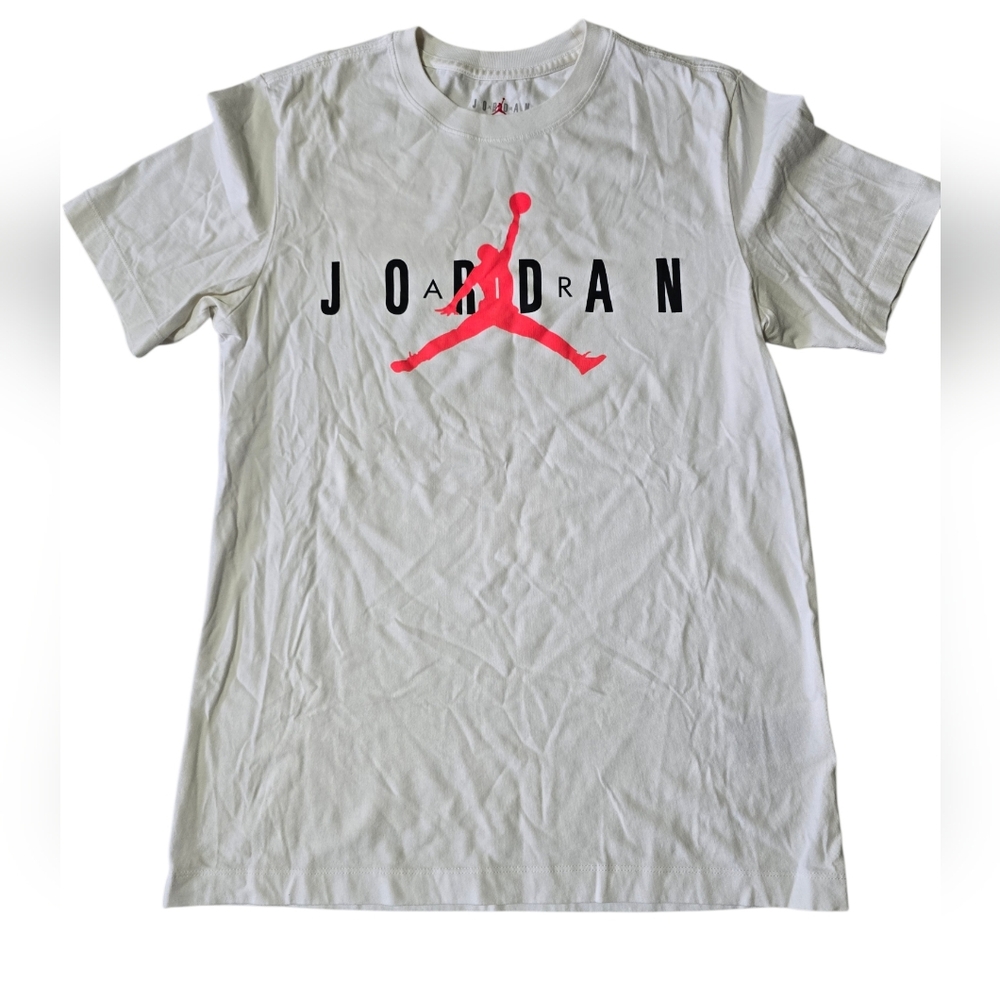 Jordan White Tee with Red Jumpman Logo